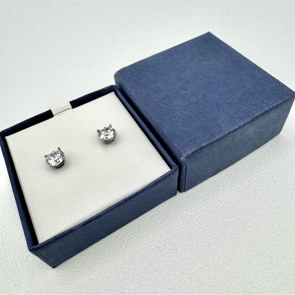 NEW Diamonique Sterling Silver Diamond Look Stud Earrings CZ NWT NIB Gift Ready - Picture 9 of 12